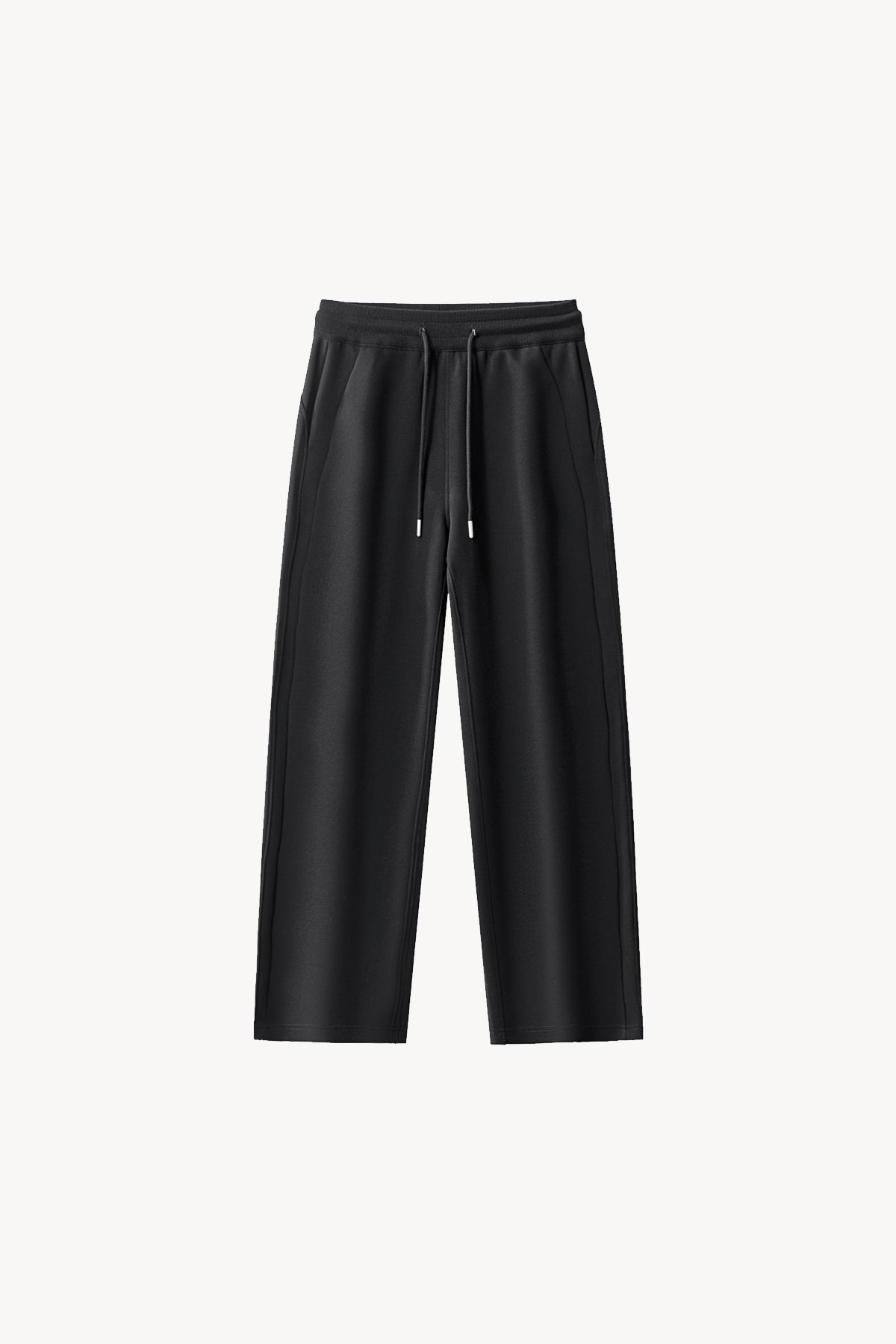 Essential Drawstring Straight-Leg Sweatpants - Black