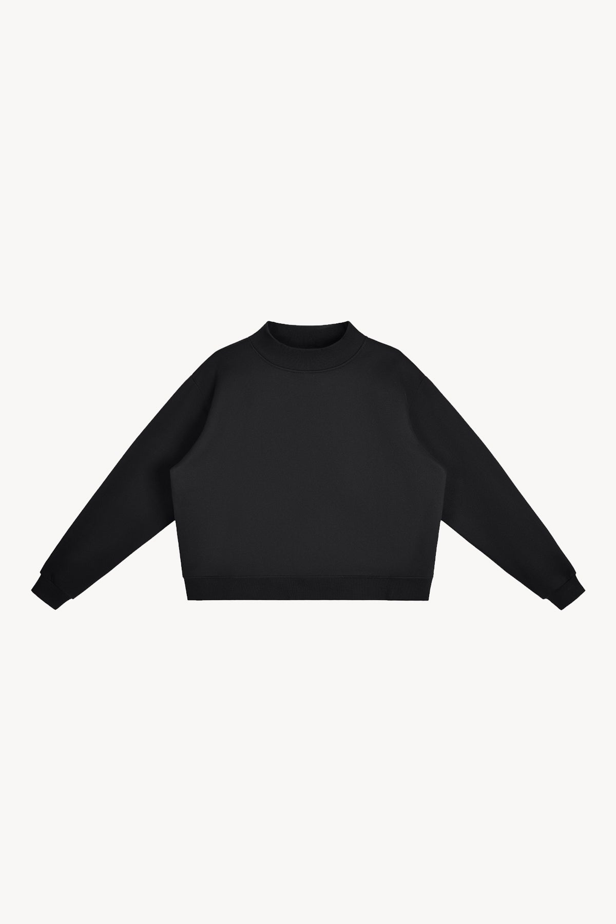 Essential Fleece Mock-Neck Crew Sweatshirt - Black