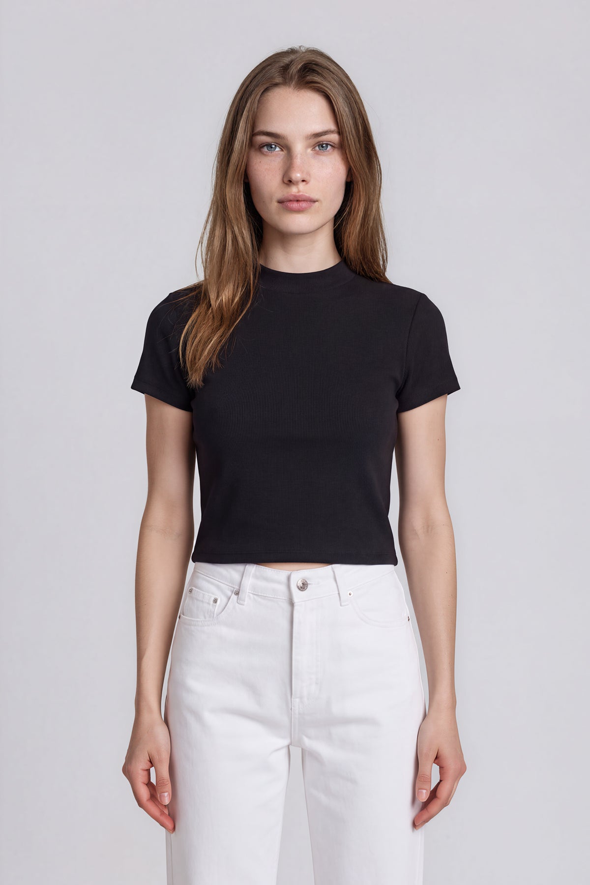 Essential Slim Fit Mock Neck T-Shirt - Black