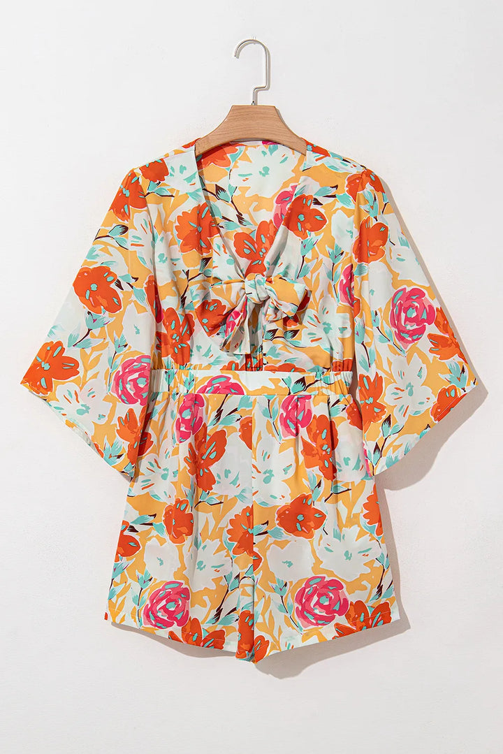 Isla Tied Printed Half Sleeve Romper