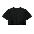 Crop Bubble Hem T-Shirt - Black