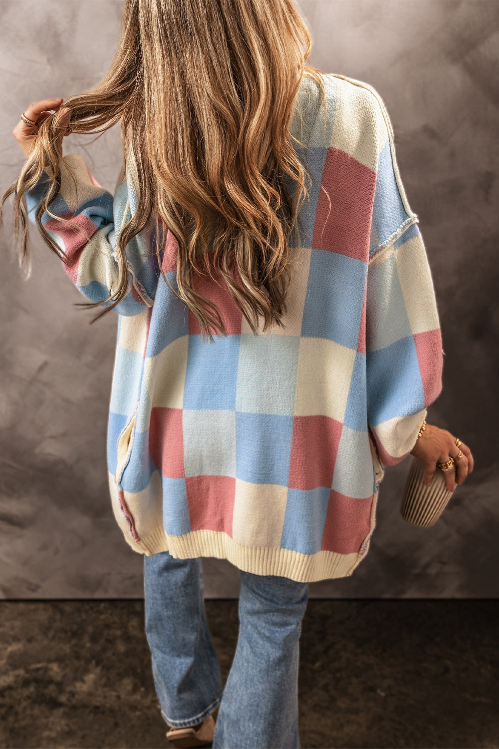 Elsa Color Block Open Front Cardigan