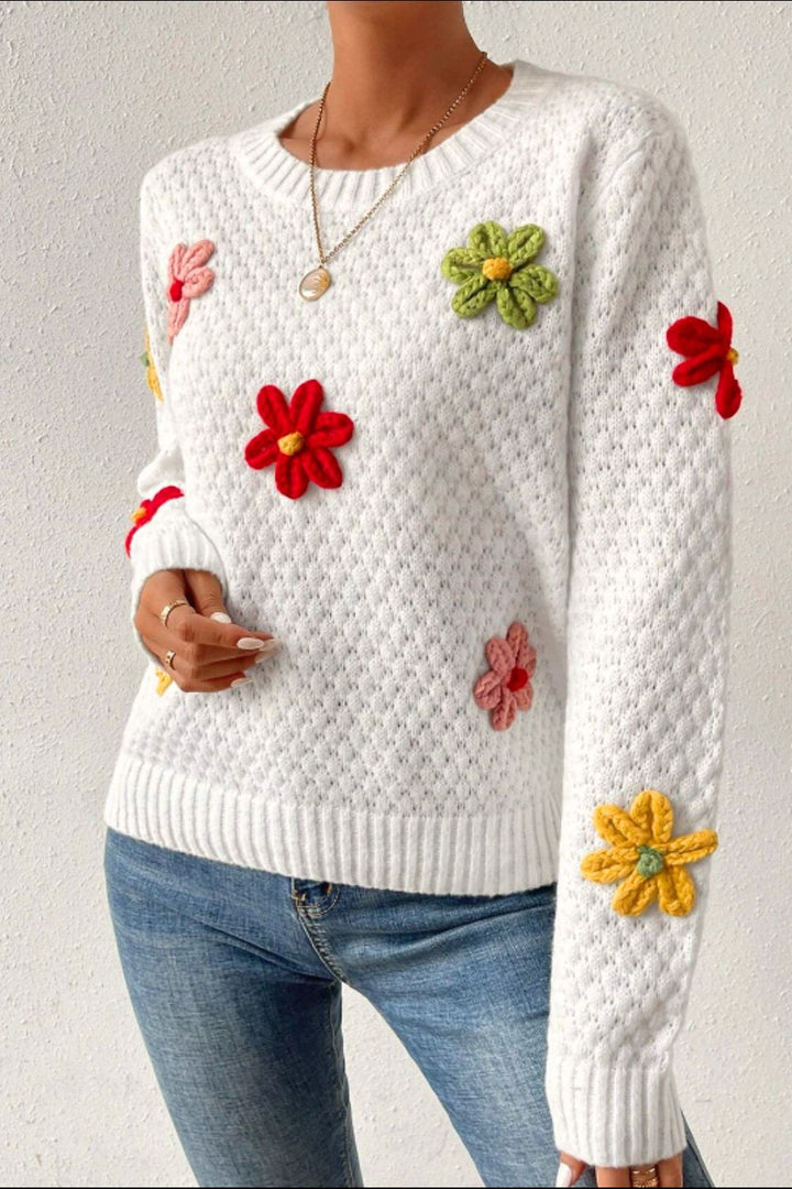 Annalise Crochet Flower Sweater