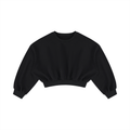 Boxy Cropped Crewneck Sweatshirt - Black