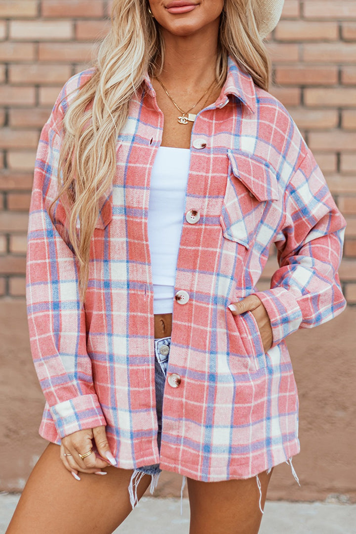 Aria Plaid Button Up Long Sleeve Shacket