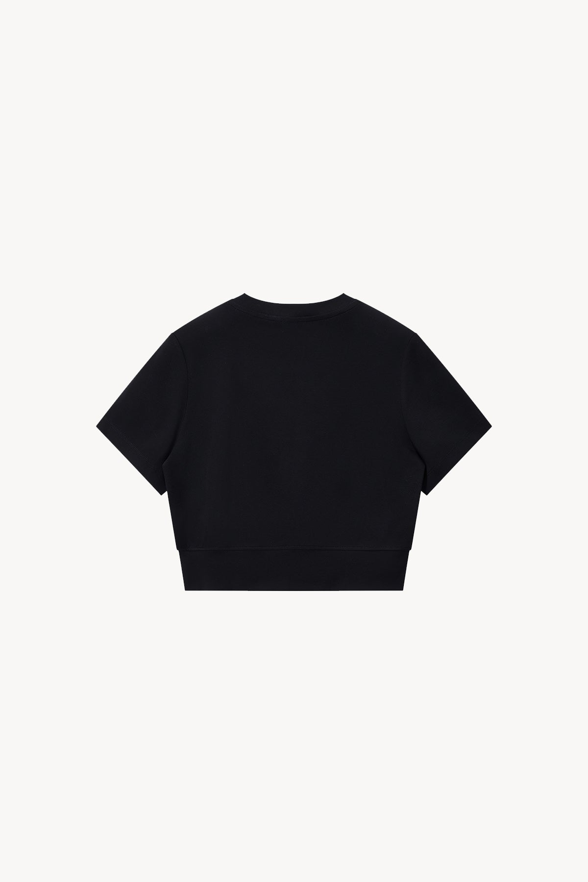 Full-Zip Cropped T-Shirt - Black
