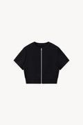 Full-Zip Cropped T-Shirt - Black