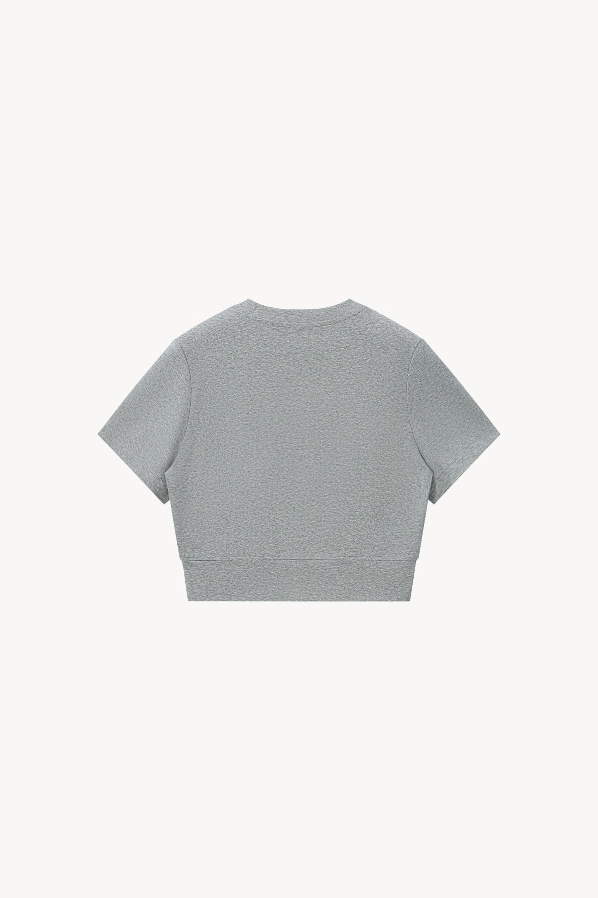 Full-Zip Cropped T-Shirt - Gray