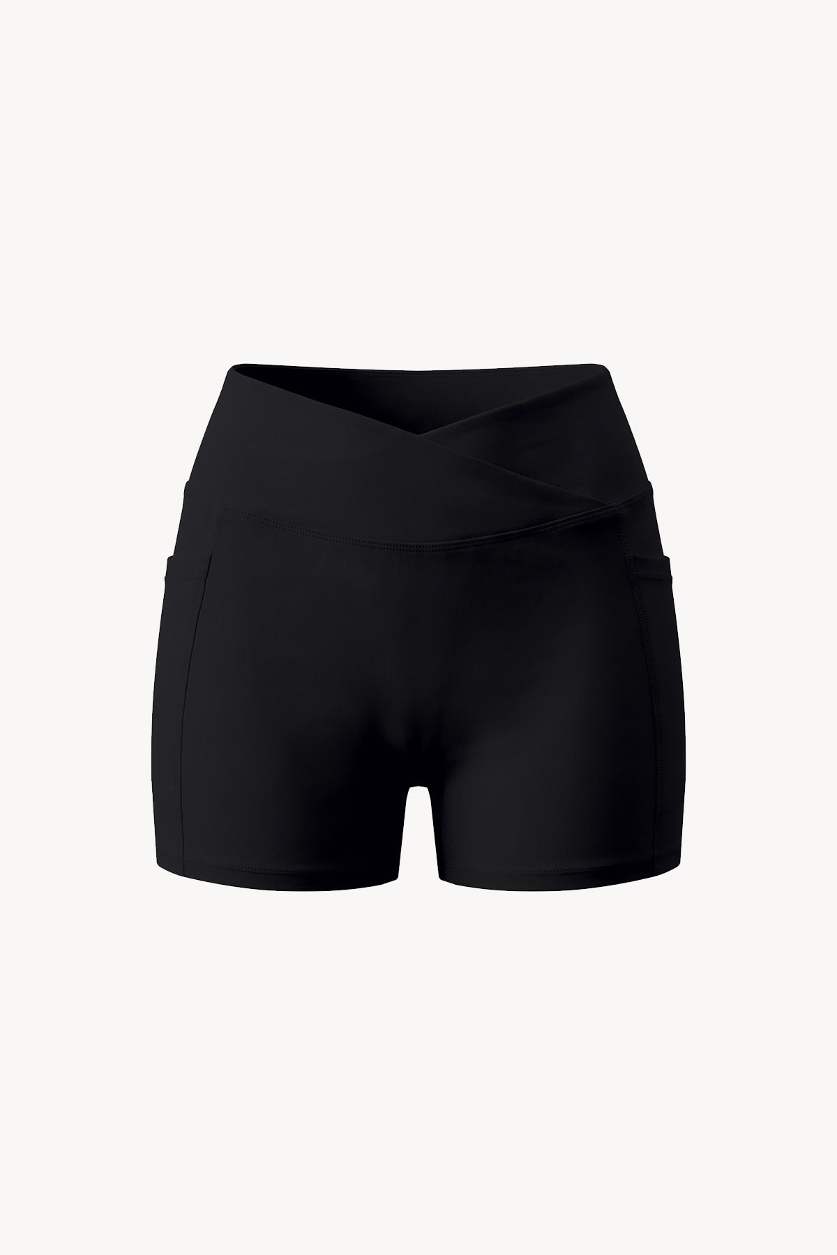 High Rise Pocket Yoga Shorts - Black
