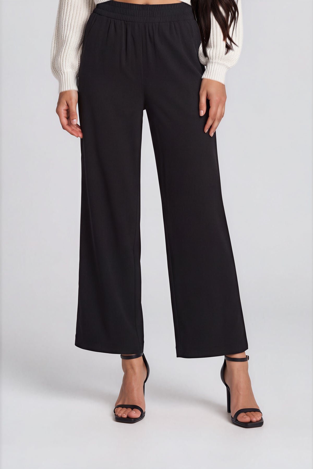 High Rise Wide Leg Pants - Black