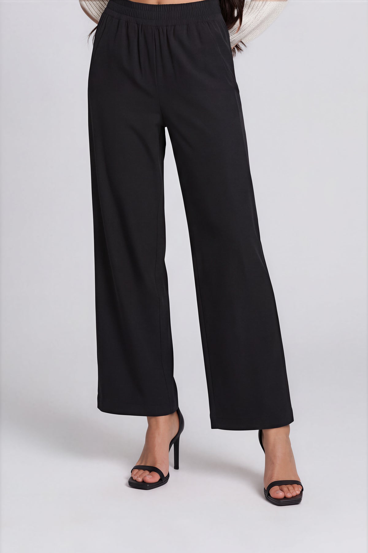 High Rise Wide Leg Pants - Black