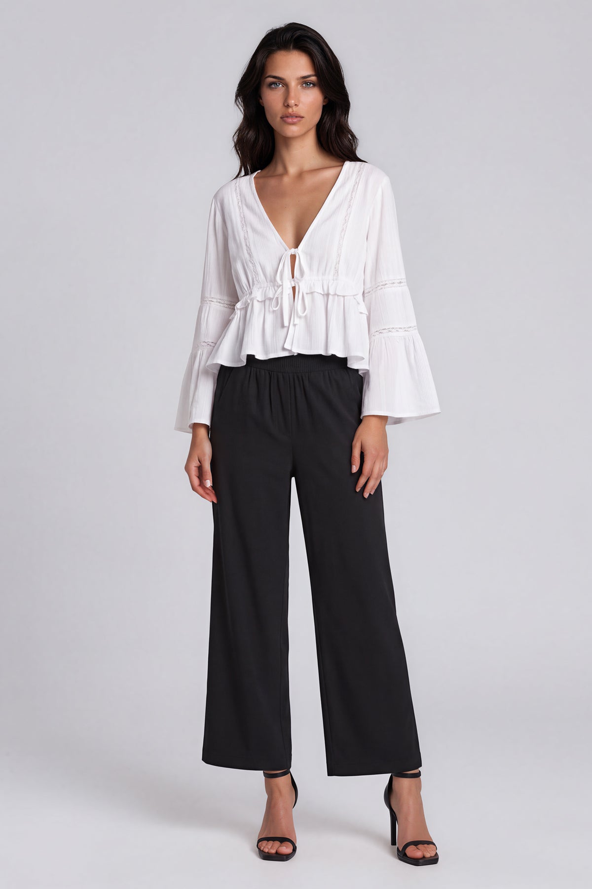 High Rise Wide Leg Pants - Black