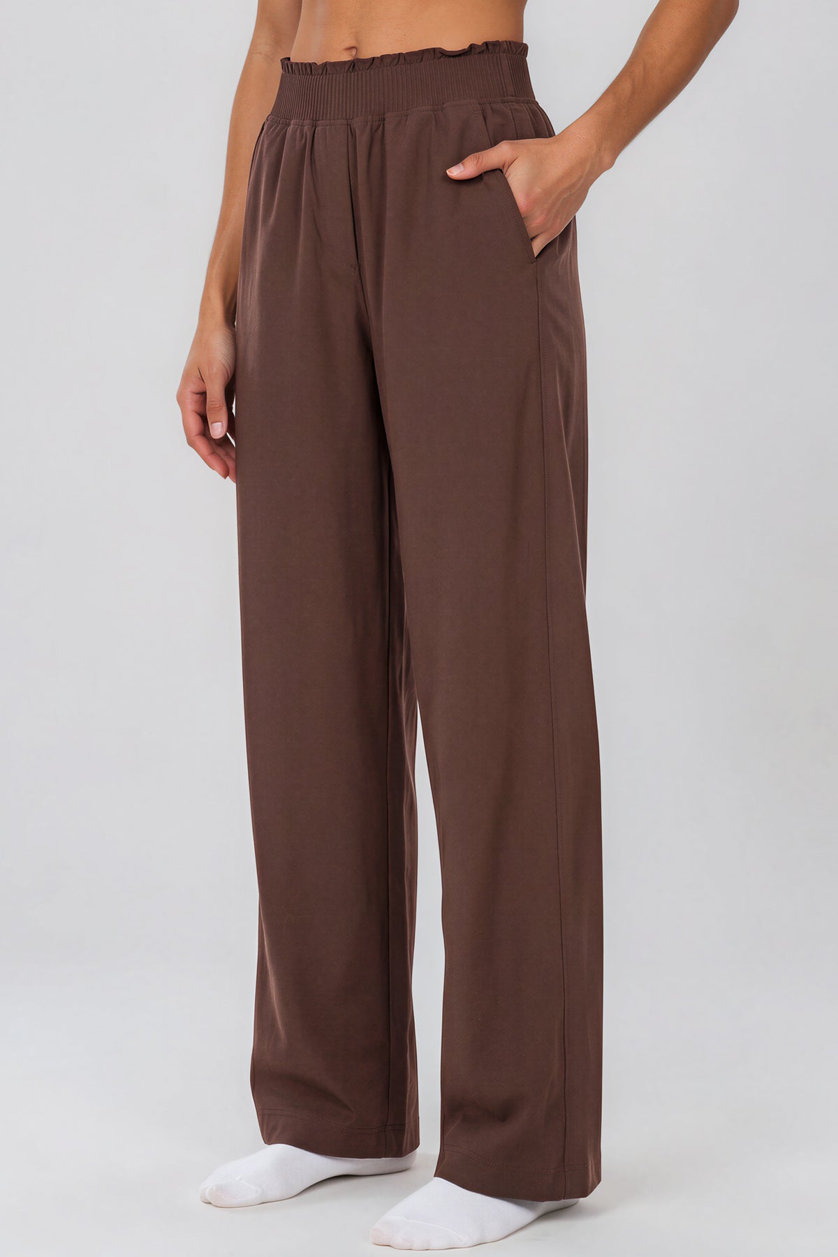 High Rise Wide Leg Pants - Coffee
