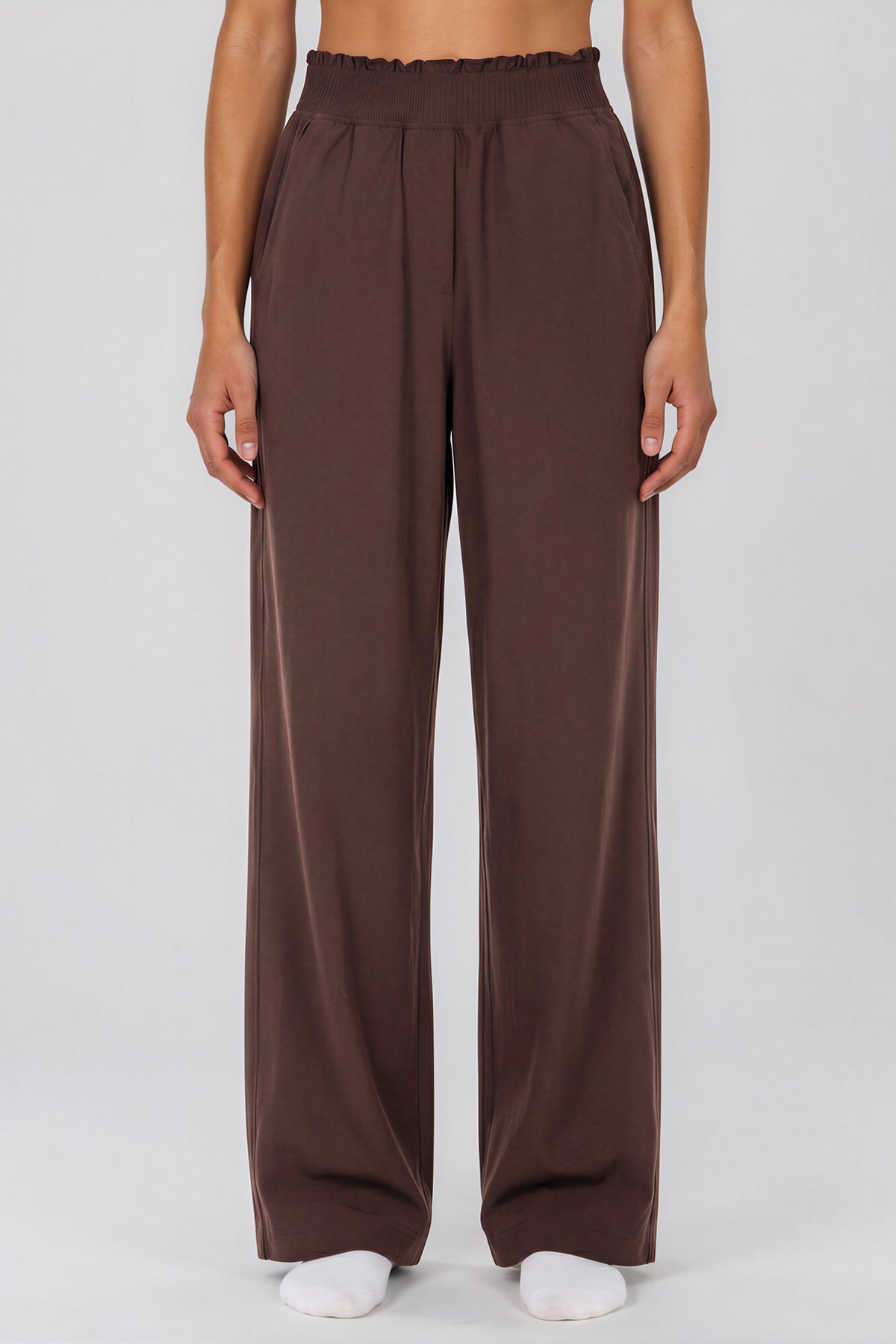 High Rise Wide Leg Pants - Coffee