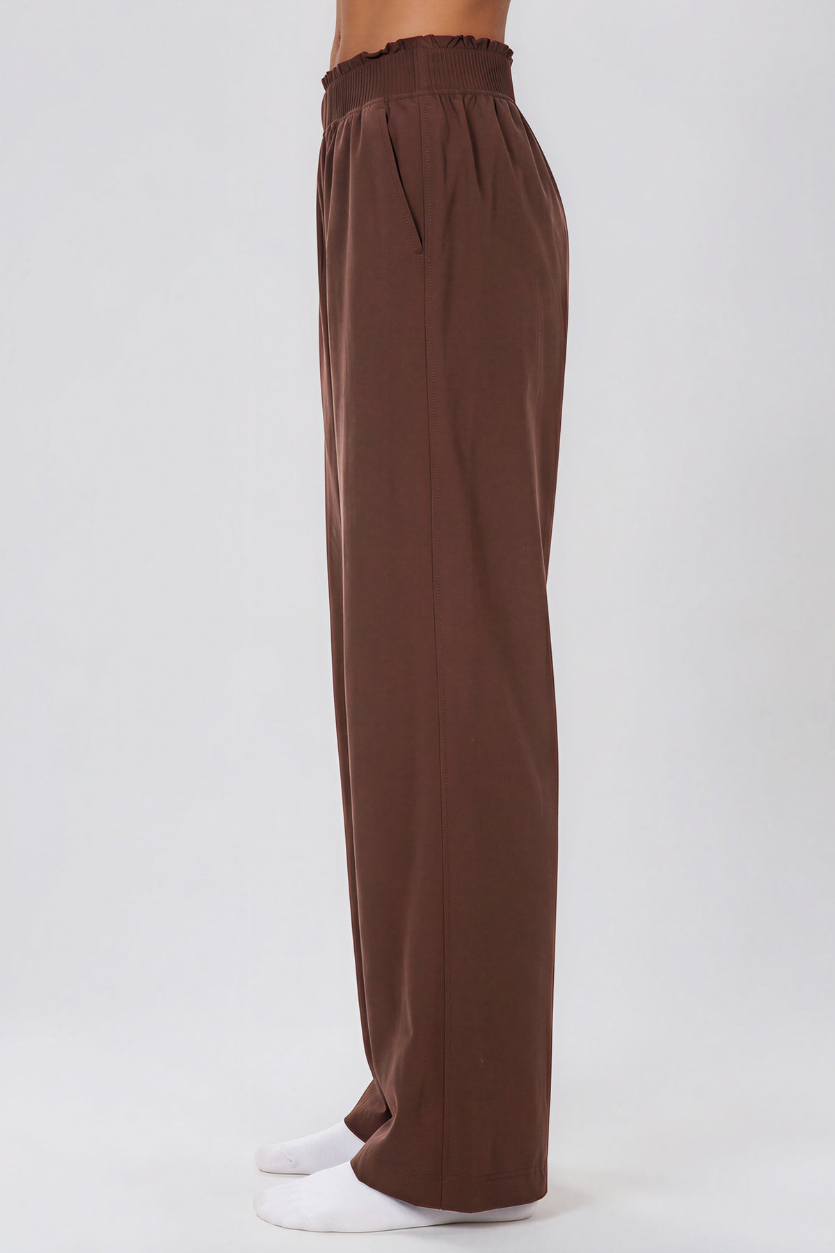 High Rise Wide Leg Pants - Coffee