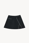 High-Waist Pocketed A-Line Skirt - Black