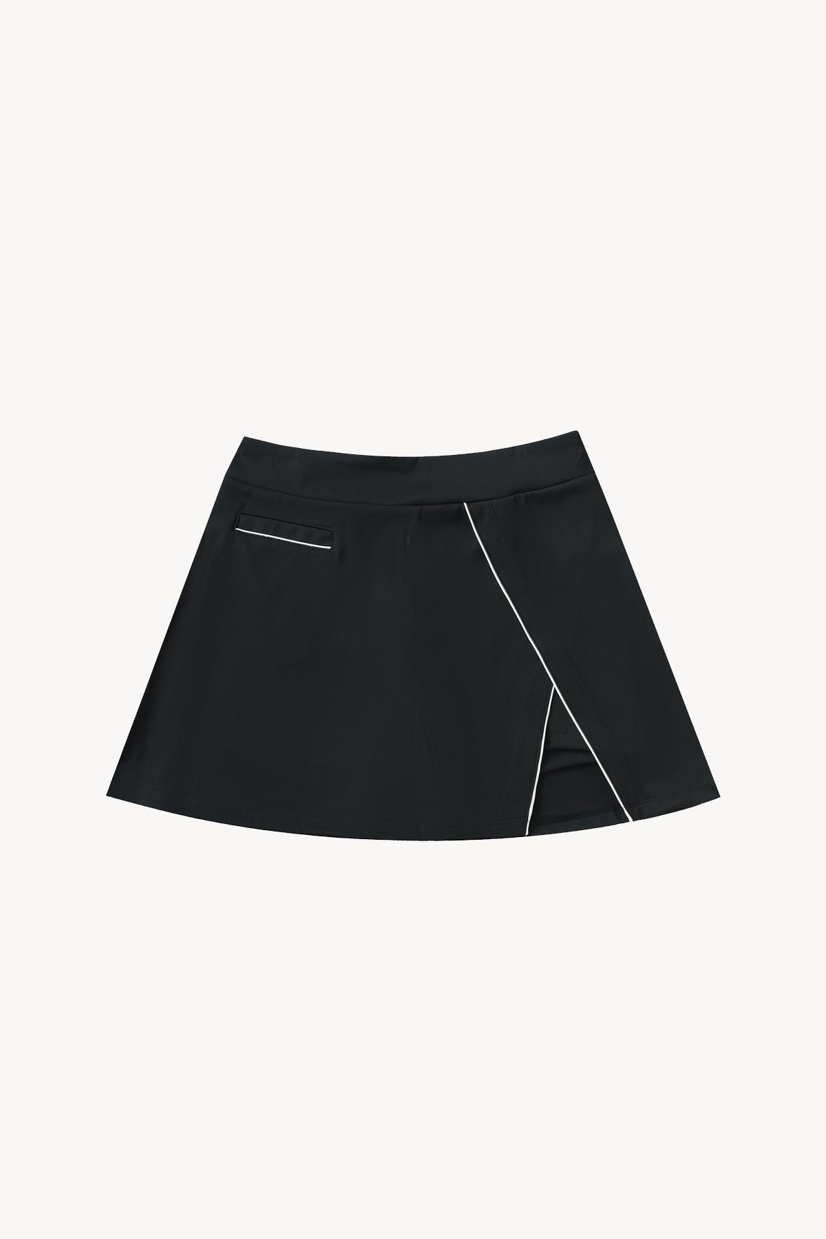 High-Waist Pocketed A-Line Skirt - Black