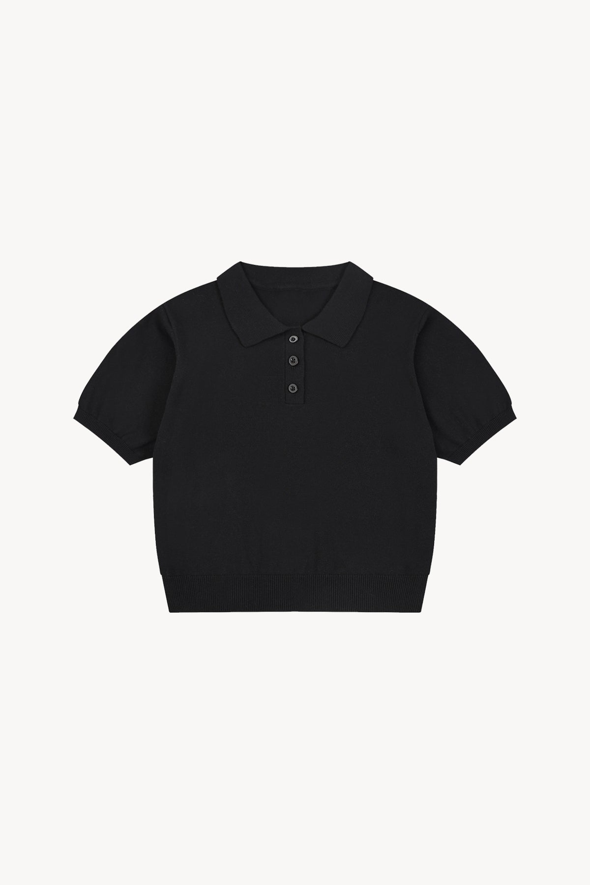 Knit Cotton Polo Shirt - Black