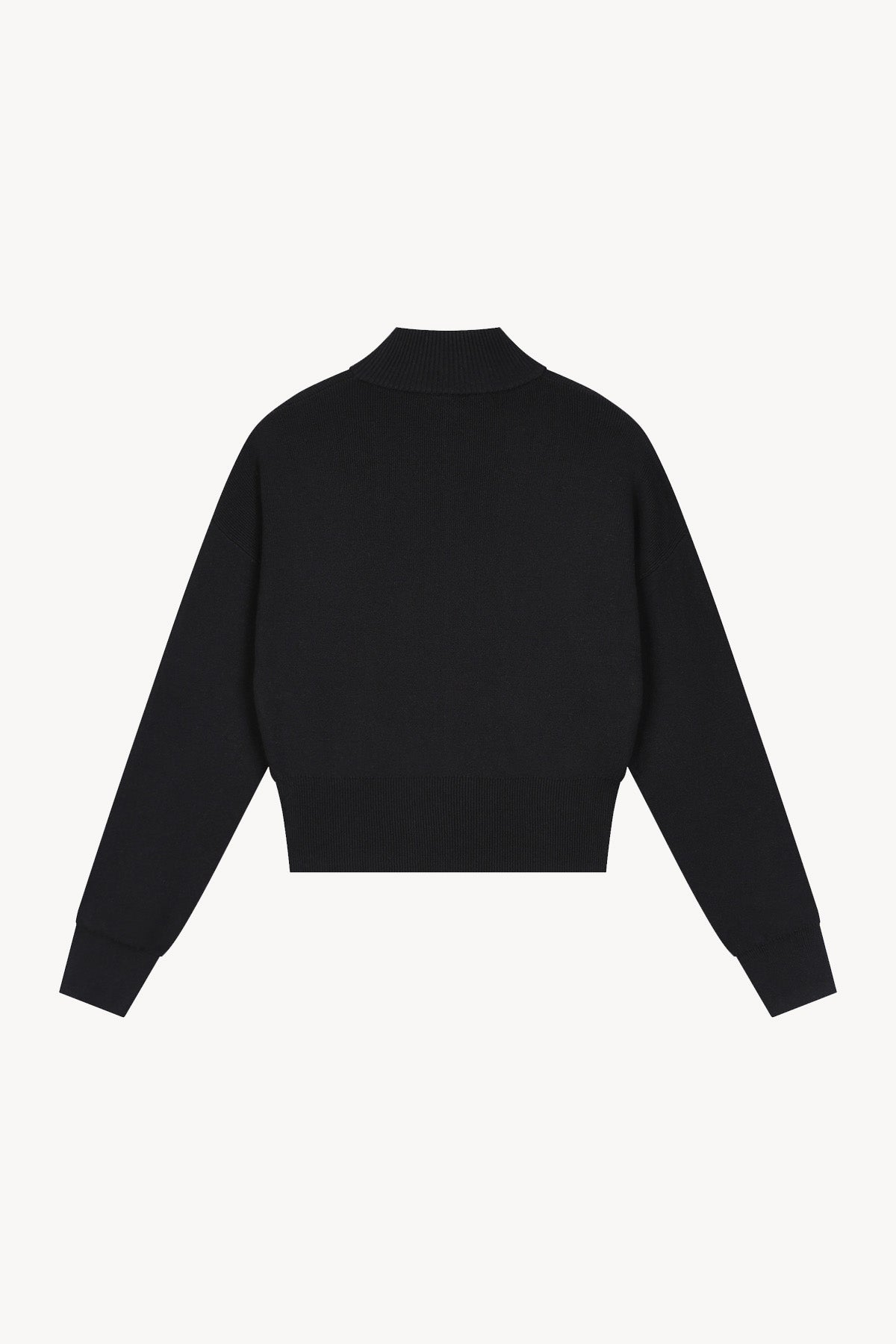 Mock Neck Zip Up Cardigan - Black