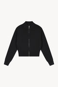 Mock Neck Zip Up Cardigan - Black