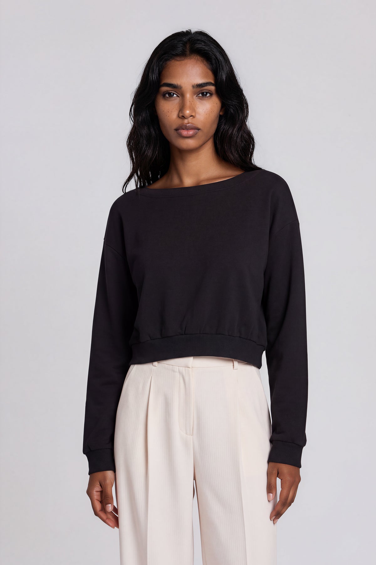 Off-Shoulder Sweatshirt - Black
