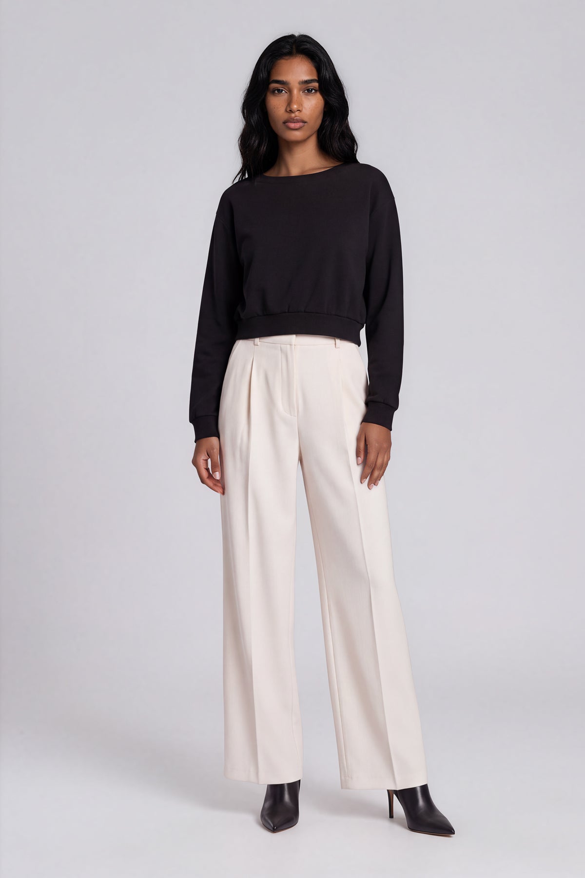 Off-Shoulder Sweatshirt - Black