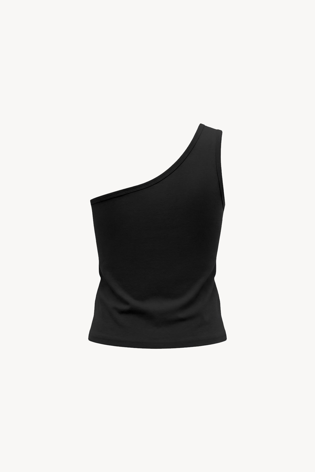 One-Shoulder Crop Tank Top - Black