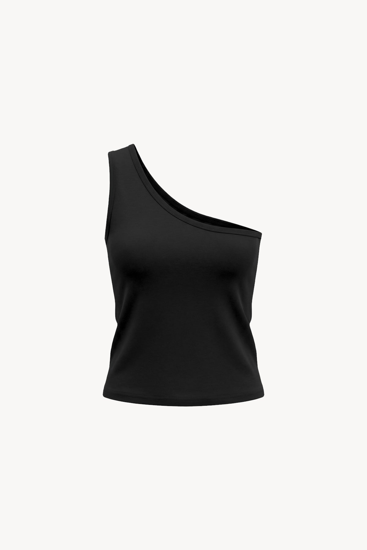 One-Shoulder Crop Tank Top - Black