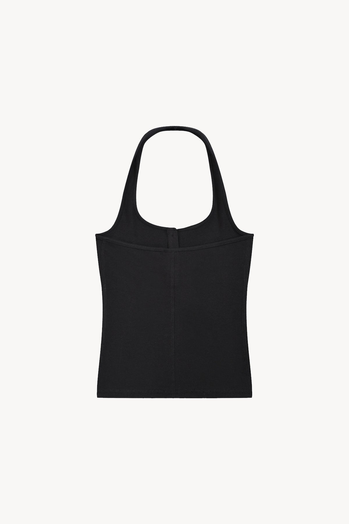 Ribbed Henley Tank Top - Black