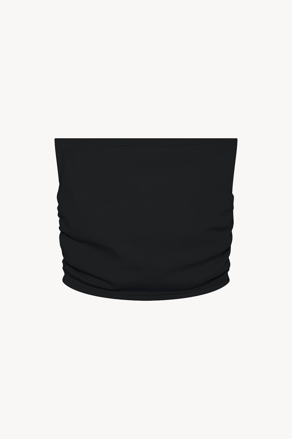Ruched Cropped Yoga Tube Top - Black