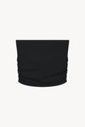 Ruched Cropped Yoga Tube Top - Black