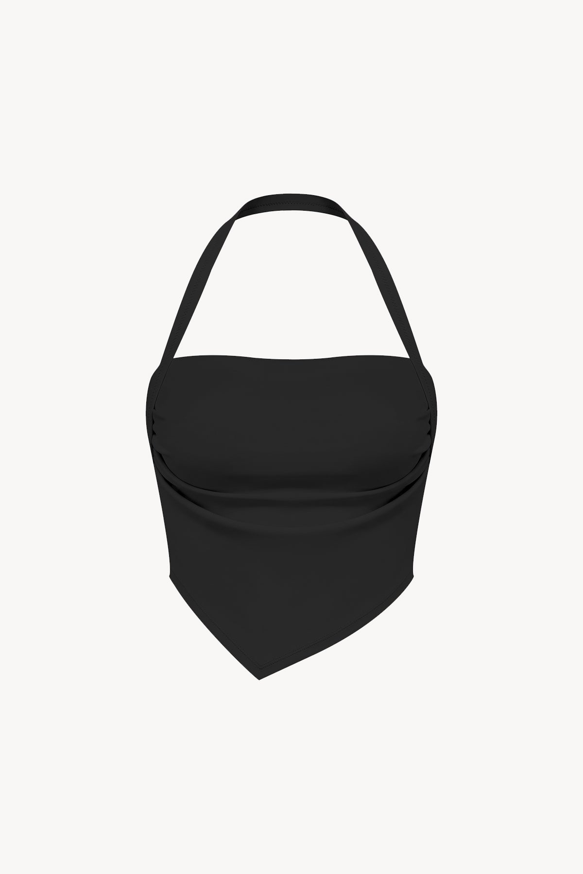 Ruched Halter Neck Yoga Tank Top - Black