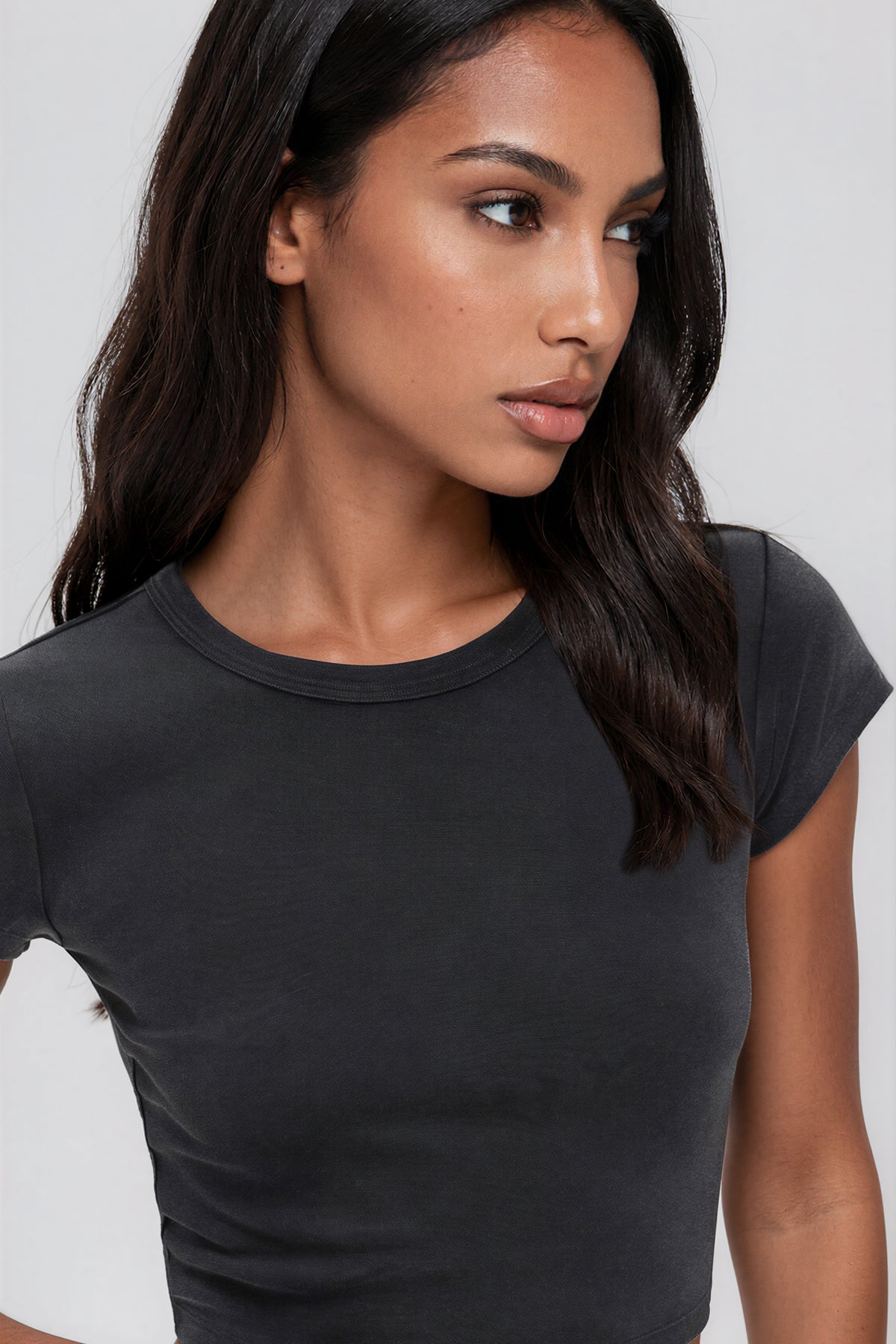 Snow Washed Crop Top - Black