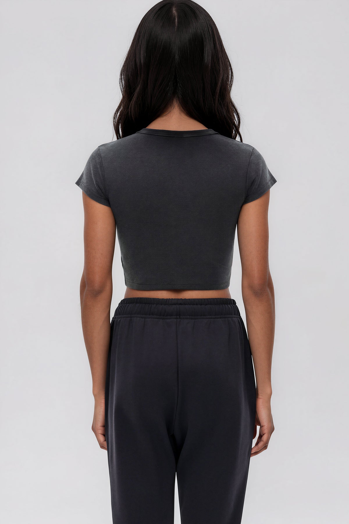 Snow Washed Crop Top - Black