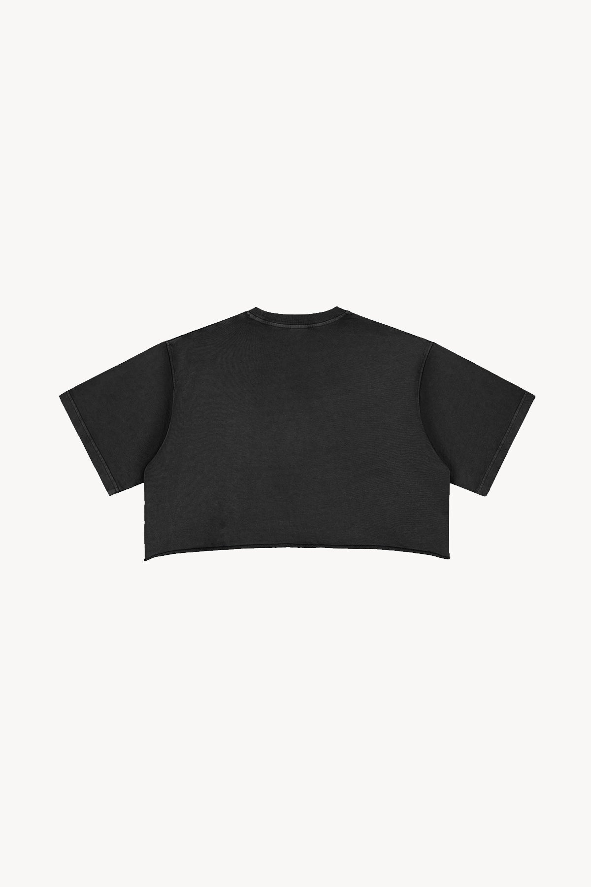 Snow Washed Raw Edge Crop Top - Black