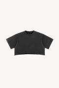 Snow Washed Raw Edge Crop Top - Black