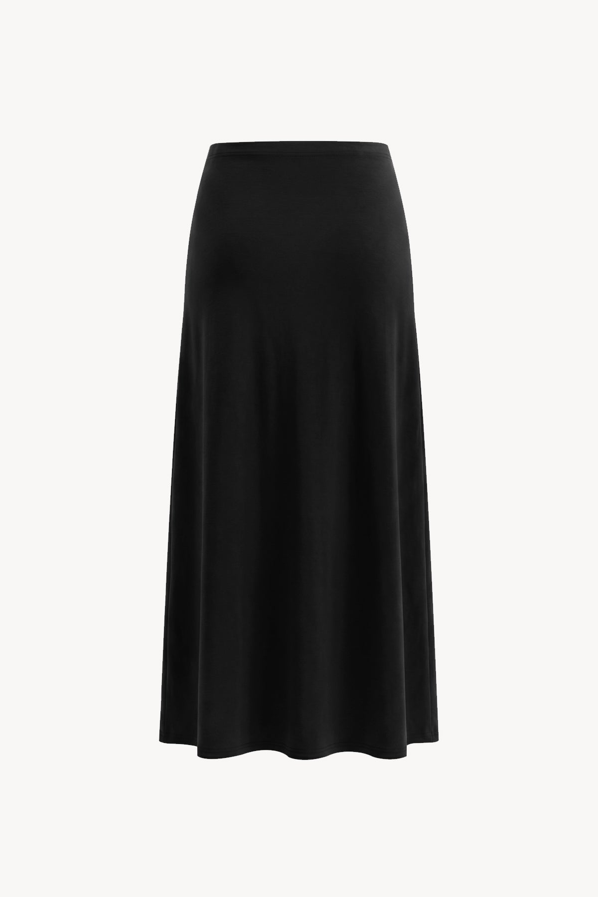 Solid Color Knit Maxi Skirt - Black