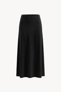 Solid Color Knit Maxi Skirt - Black