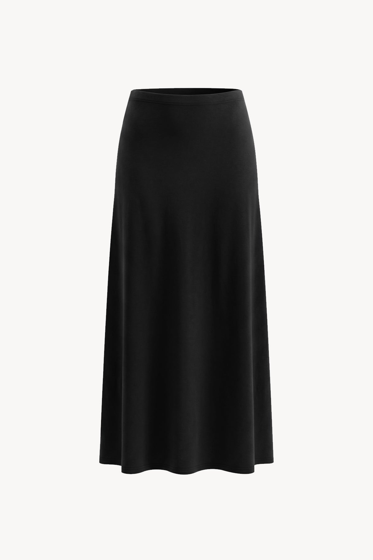 Solid Color Knit Maxi Skirt - Black