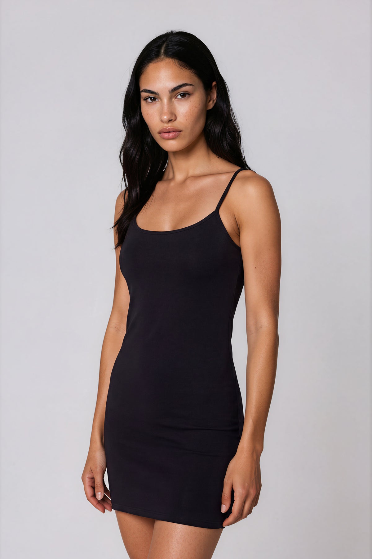 Solid Tight Sleeveless Dress - Black