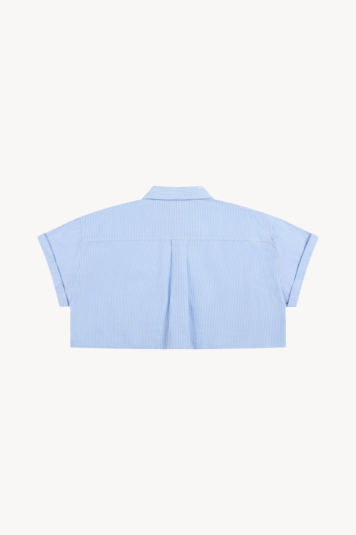 Striped Boxy Cropped Shirt - Blue