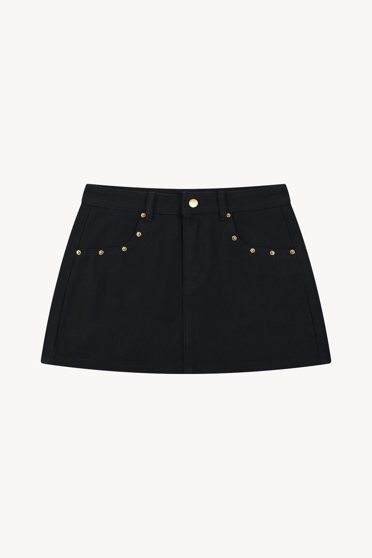 Studded Denim Mini Skirt - Black
