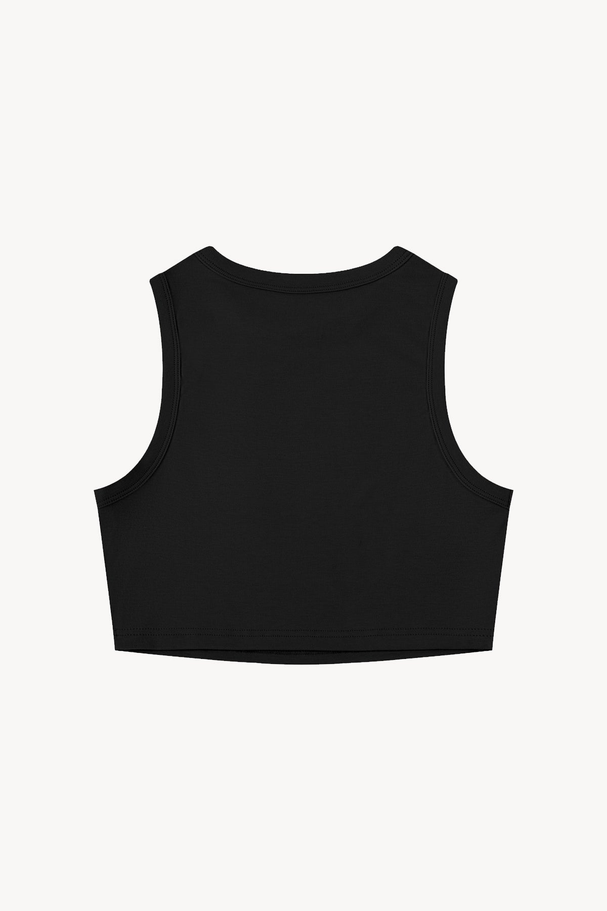 Tight Crewneck Crop Tank Top - Black