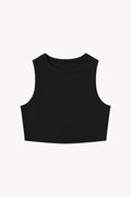 Tight Crewneck Crop Tank Top - Black