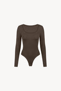 Tight Long Sleeve Bodysuit - Coffee