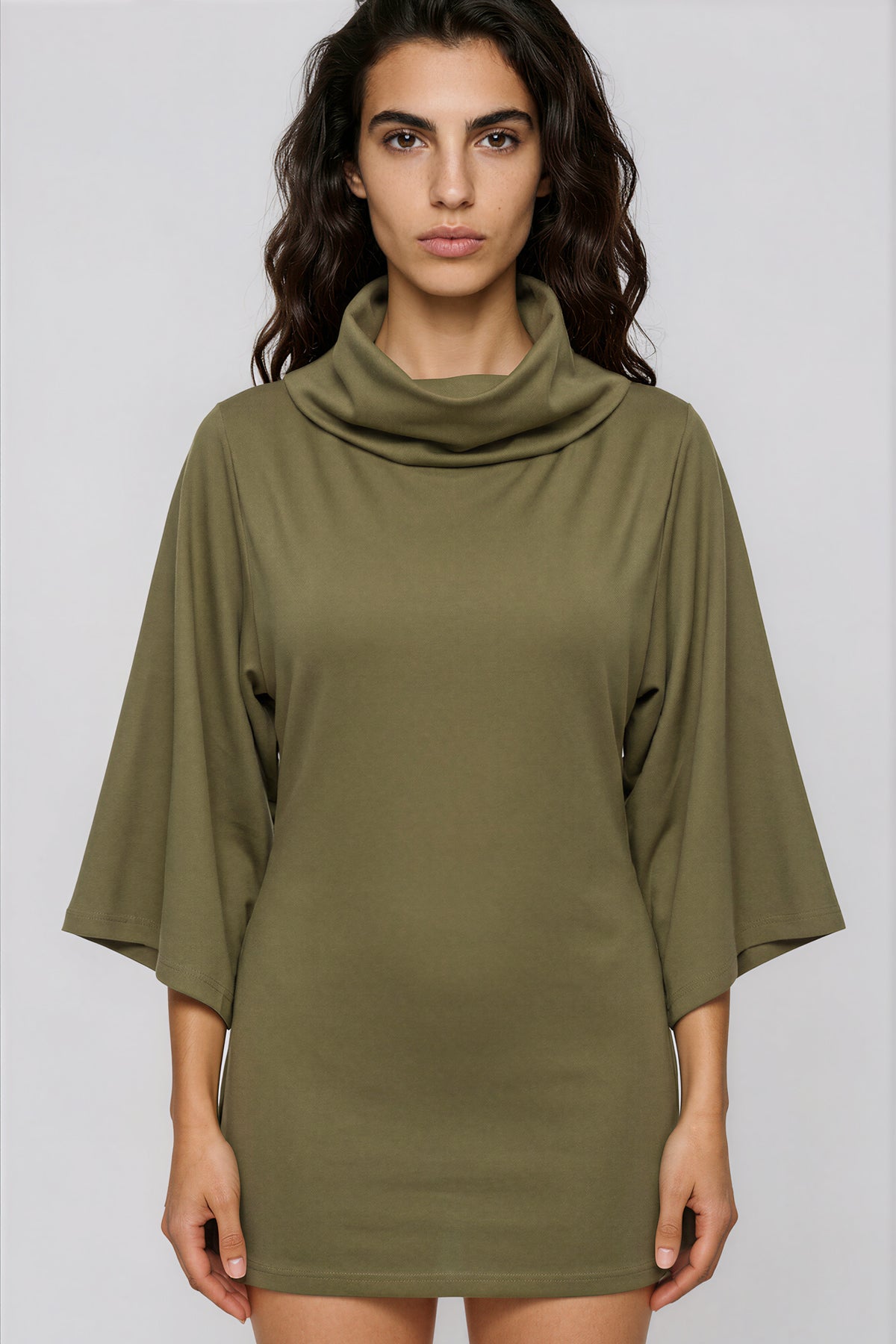 Turtleneck Batwing T-Shirt - Army Green