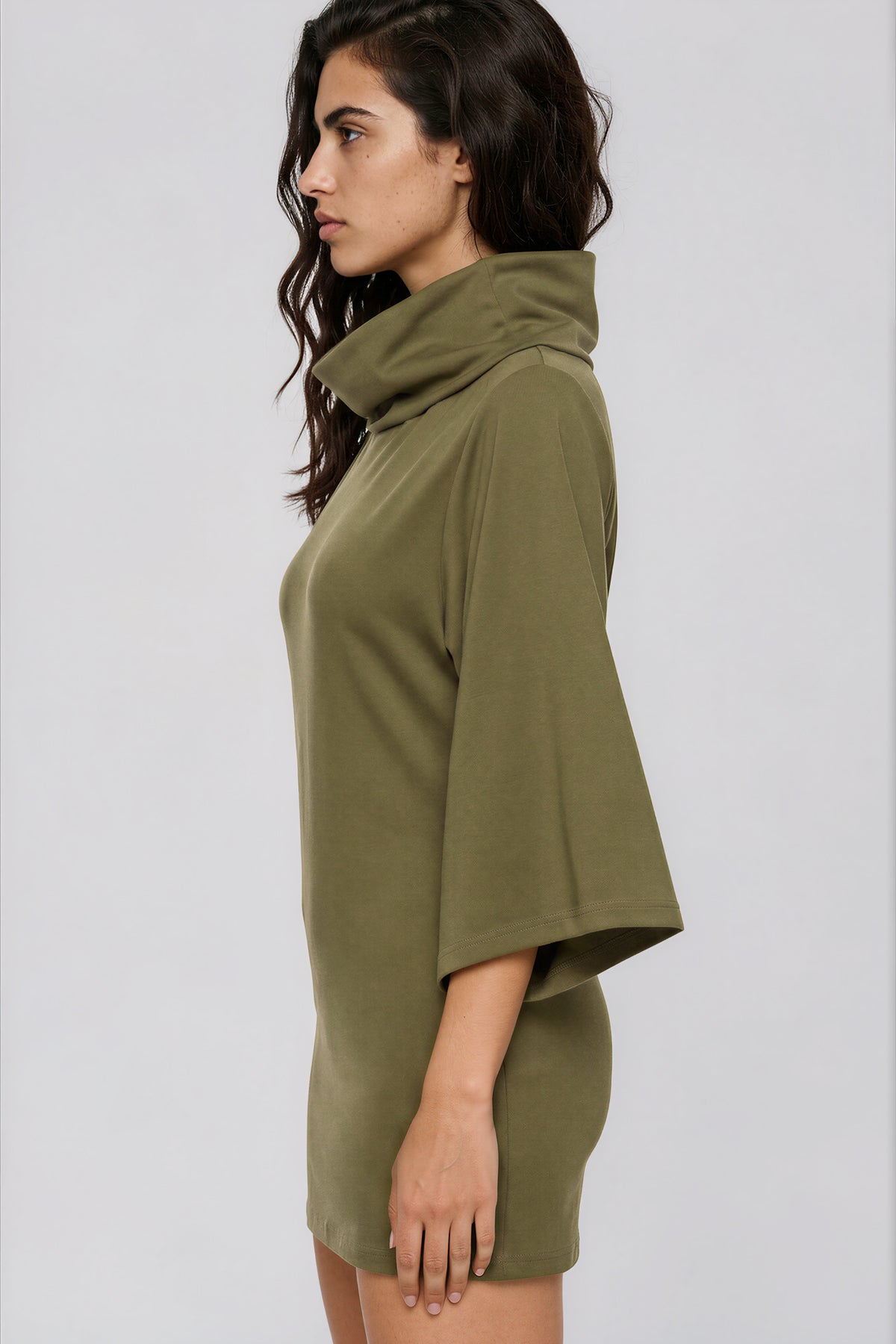 Turtleneck Batwing T-Shirt - Army Green