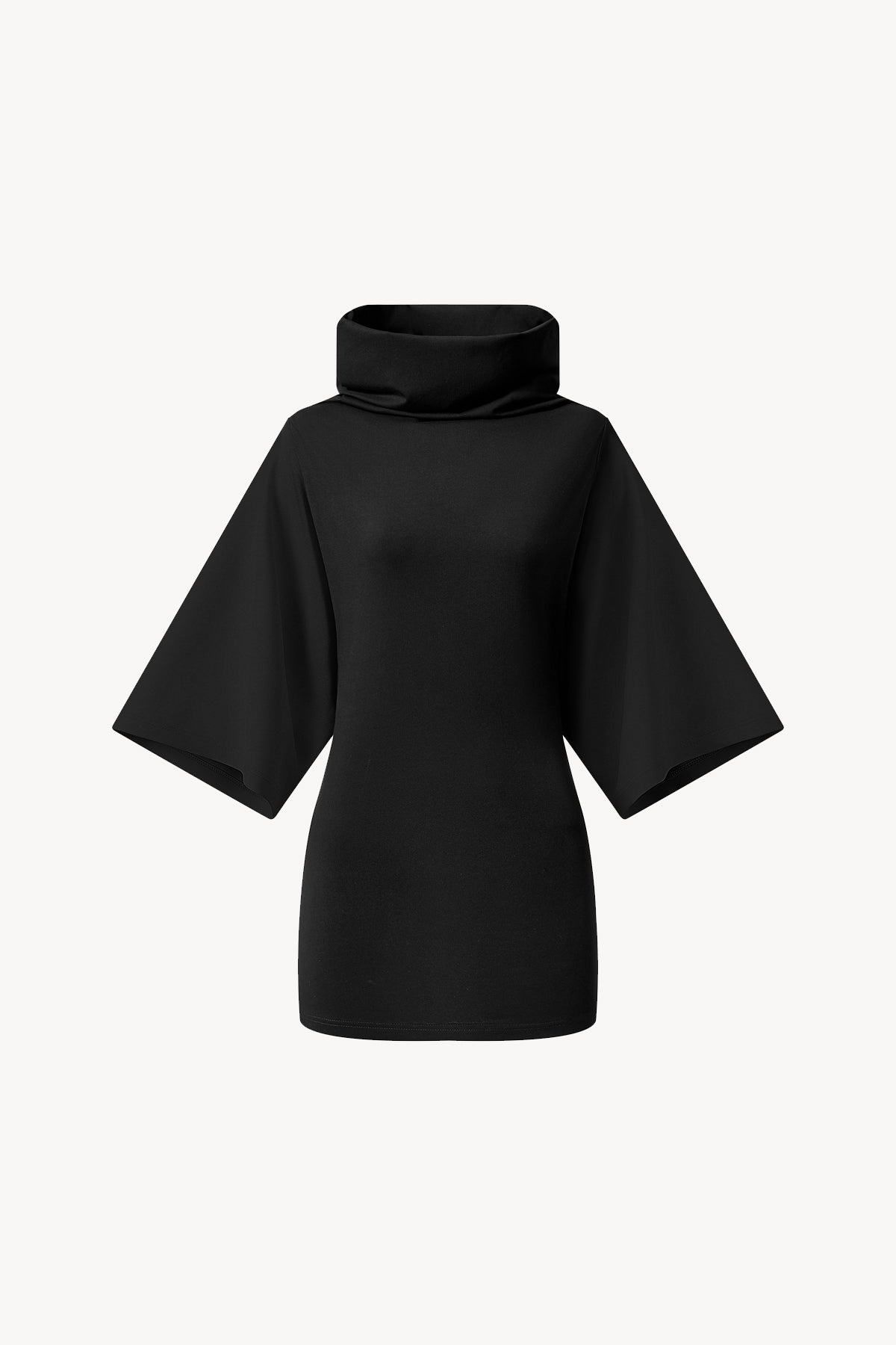 Turtleneck Batwing T-Shirt - Black
