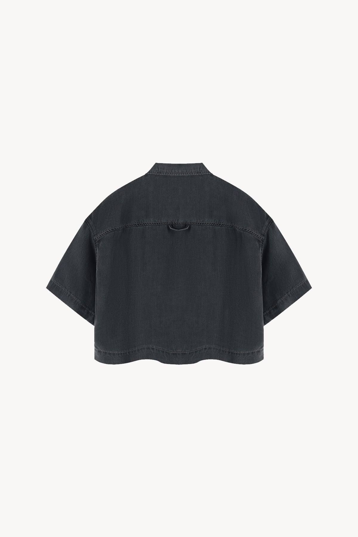 Vintage Wash Boxy Cropped Shirt - Black