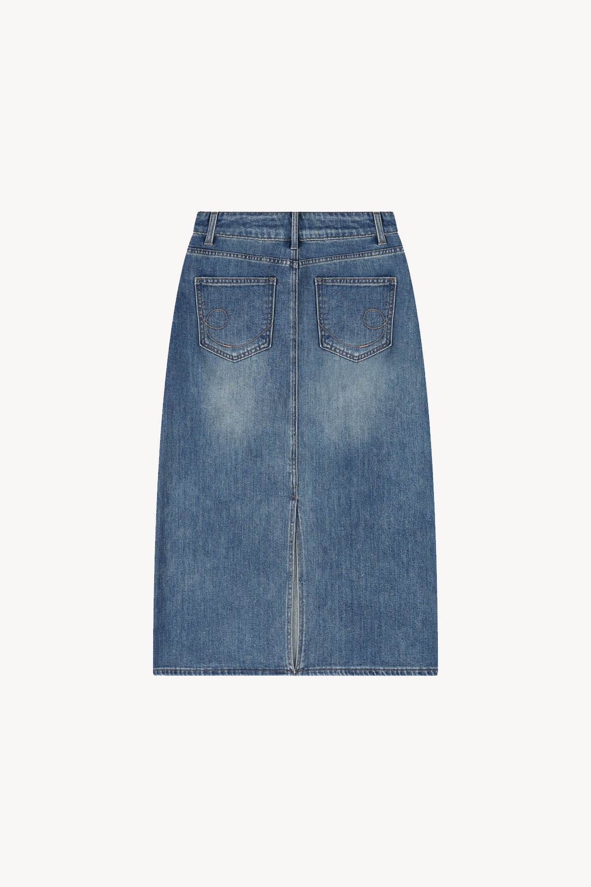 Vintage Wash Denim Skirt - Blue